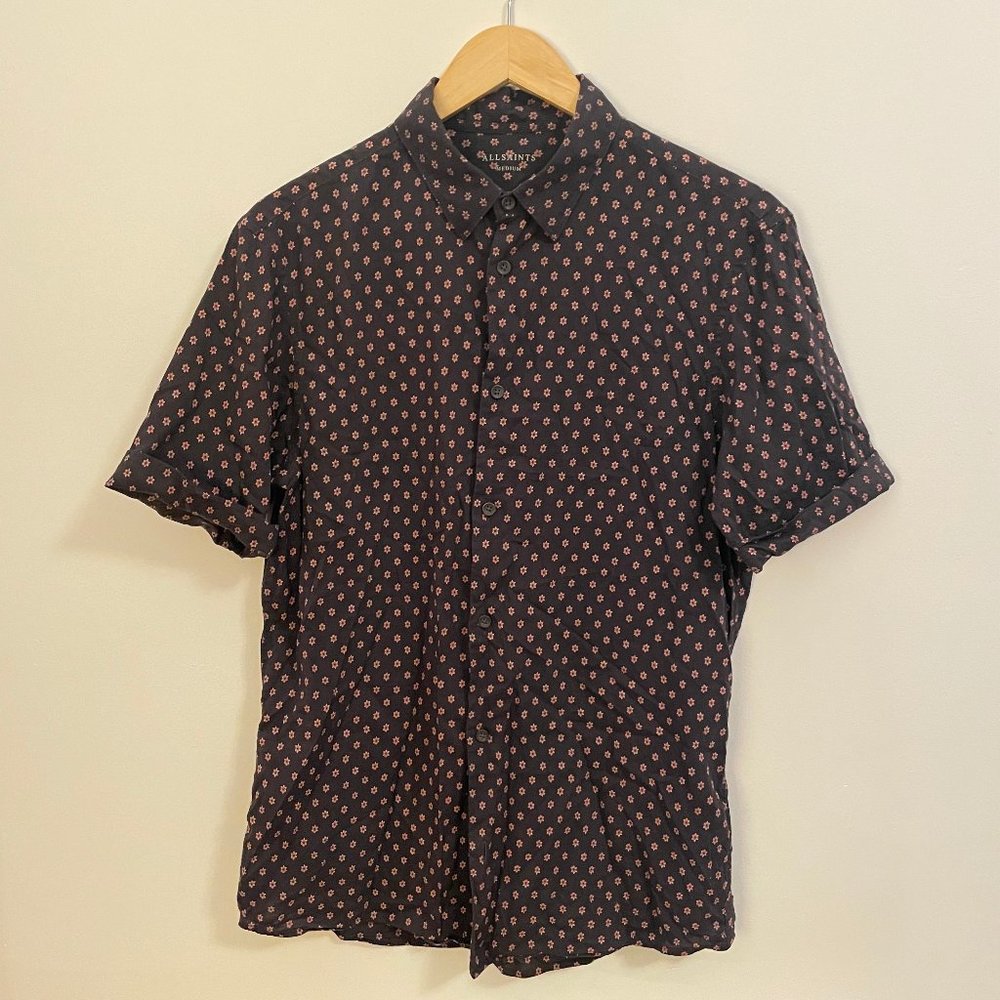 AllSaints Kapow SS short sleeve button down shirt, size medium